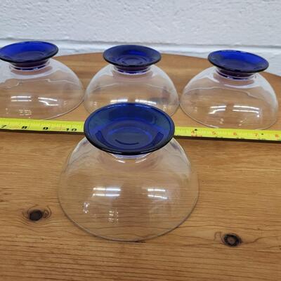 COLBALT BLUE & CLEAR BOWL SET OF 4