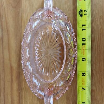 BEAUTIFUL PINK CUT GLASS CANDY BOWL