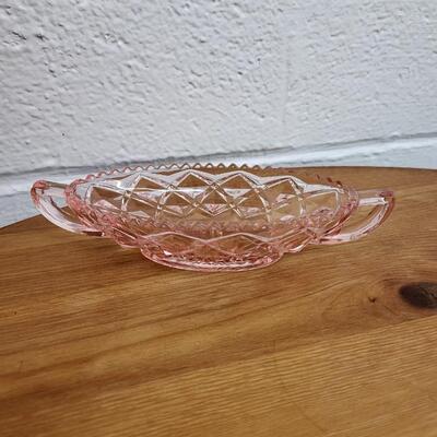 BEAUTIFUL PINK CUT GLASS CANDY BOWL