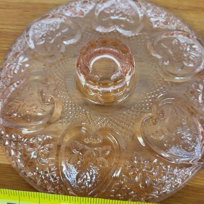 BEAUTIFUL PINK LIDDED CUT GLASS CANDY BOWL