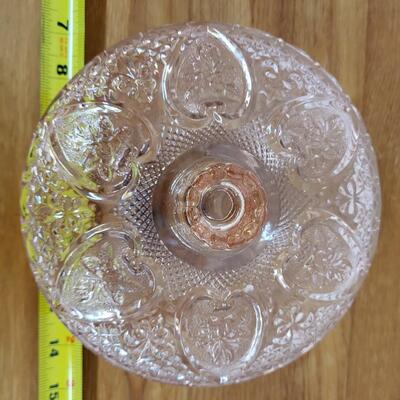 BEAUTIFUL PINK LIDDED CUT GLASS CANDY BOWL