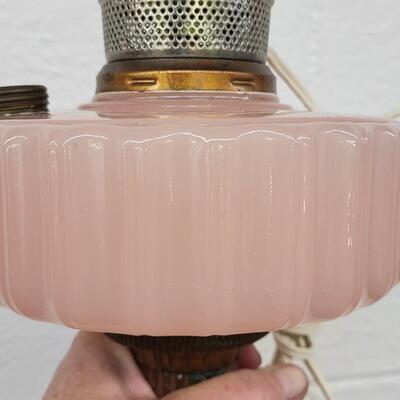 ANTIQUE PINK ALADDIN OIL LAMP - ELECTRIC