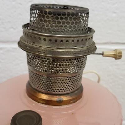 ANTIQUE PINK ALADDIN OIL LAMP - ELECTRIC