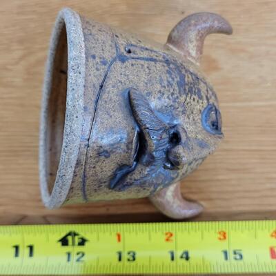 CLAY WARRIOR HEAD WITH HORNS