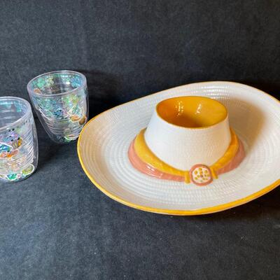 Lot 10. Tervis Tumblers & Chip-n-Dip Sombrero