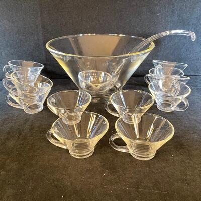 Lot 14. Glass Punch Bowl Set