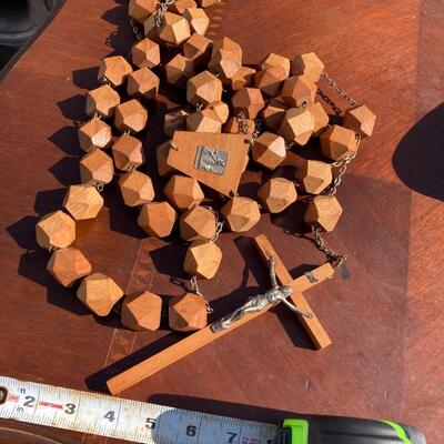 Large Vintage Wooden Rosary 48â€ long