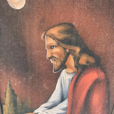 Jesus Painting on Velvet Signed