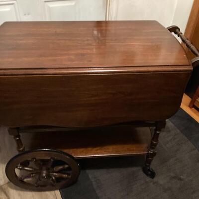 Vintage Wooden Rolling Tea Cart