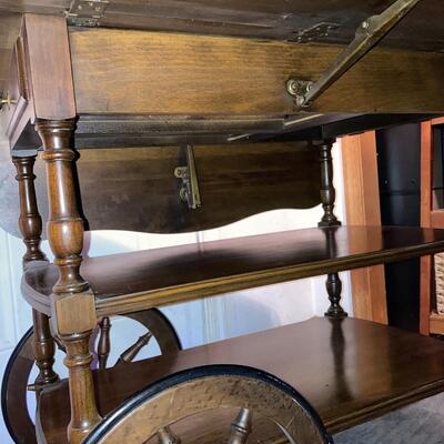 Vintage Wooden Rolling Tea Cart