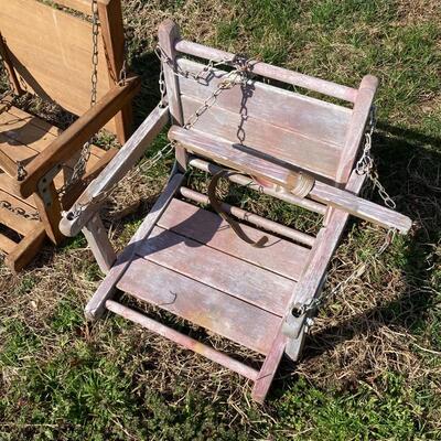 Pair of Vintage Wooden Child Seat Swings