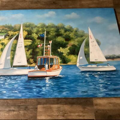 Boat painting On canvas