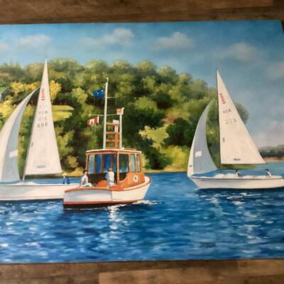 Boat painting On canvas