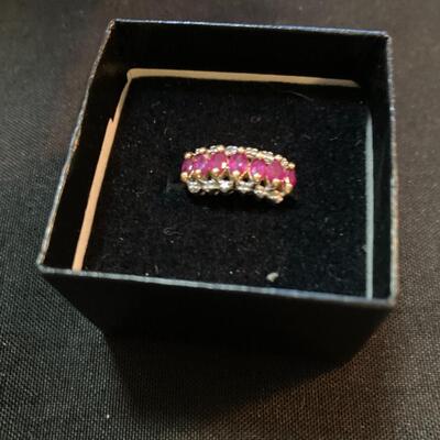 14k Gold Ring with Diamonds and Rubies Size 5
