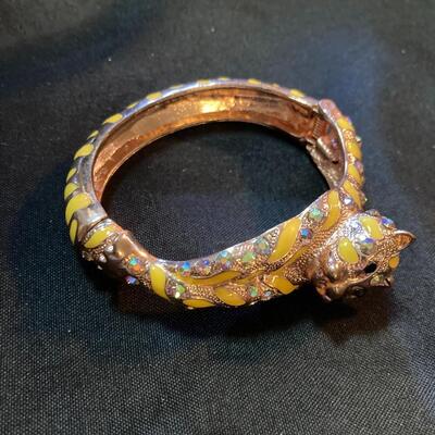 Lion Bangle Hinged Bracelet Vintage Designer