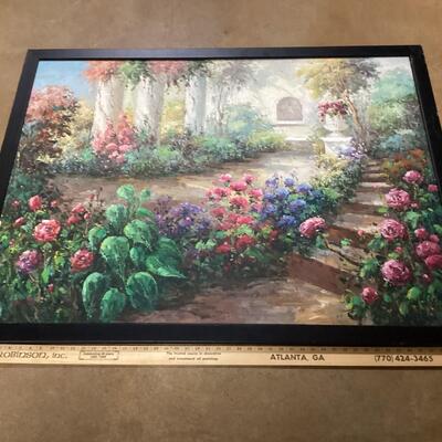 Floral garden framed painting