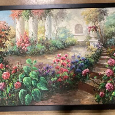 Floral garden framed painting