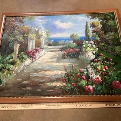 Patio garden framed painting