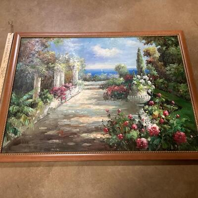 Patio garden framed painting