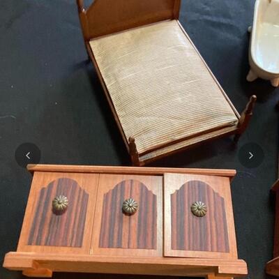 Large Vintage Doll Furniture and Figurine Lot INCLUDES Custom House!