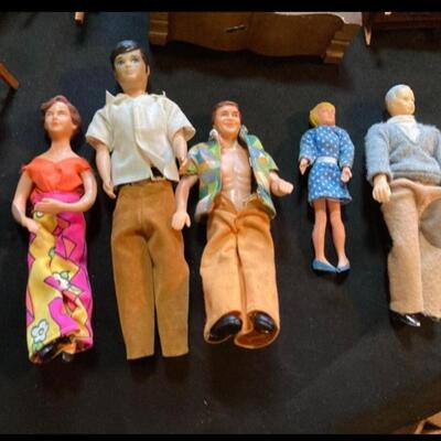 Large Vintage Doll Furniture and Figurine Lot INCLUDES Custom House!