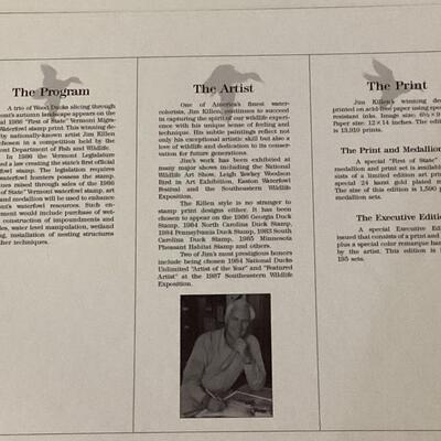 1986 Vermont Waterfowl stamps and print