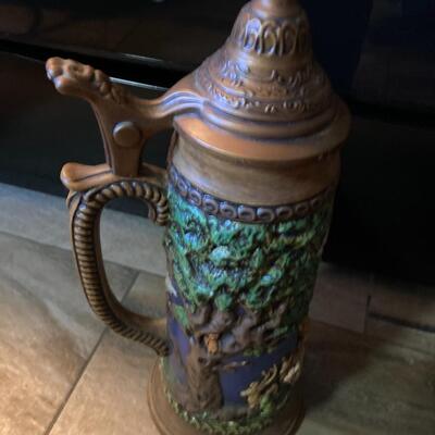 Large 17 1/2â€ Atlantic Mold Porcelain Stein