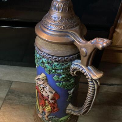 Large 17 1/2â€ Atlantic Mold Porcelain Stein