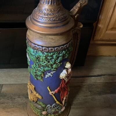 Large 17 1/2â€ Atlantic Mold Porcelain Stein