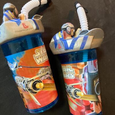 Pair of Star Wars Sculpted Water Bottles Rare!