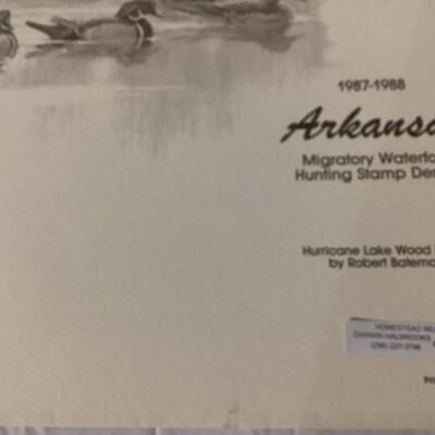1987 Arkansas Migratory Bidl stamps and print
