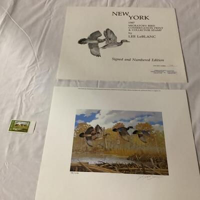 1987 New York Migratory Bird Conservatory stamp and print