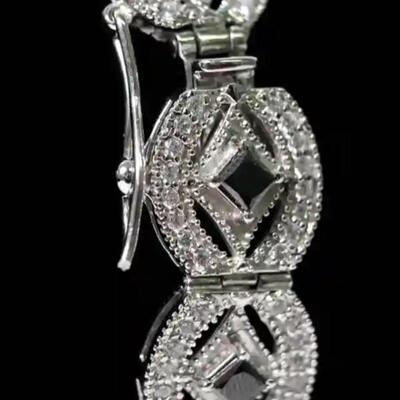 Sterling Bracelet w/11 cts Black & White Diamonds