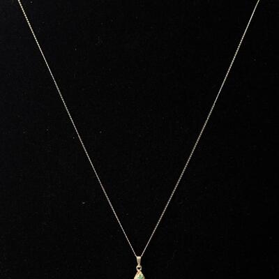 14K Diamond & Emerald Pendant Necklace