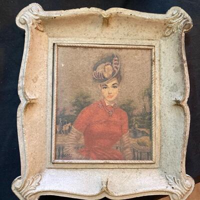 Vintage Framed Print of Lady 10â€ x 12â€