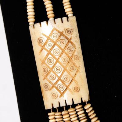 Vintage Tribal Bone Beaded Necklace