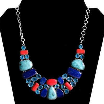Sterling Multi Stone Chunky Necklace