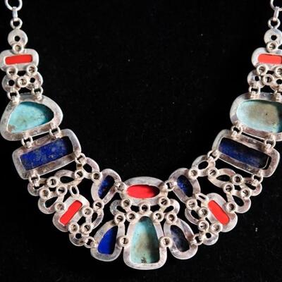 Sterling Multi Stone Chunky Necklace