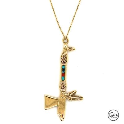 14K Yellow Gold Tomahawk Pendant Necklace