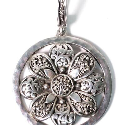 Sterling Chunky Flower Pendant