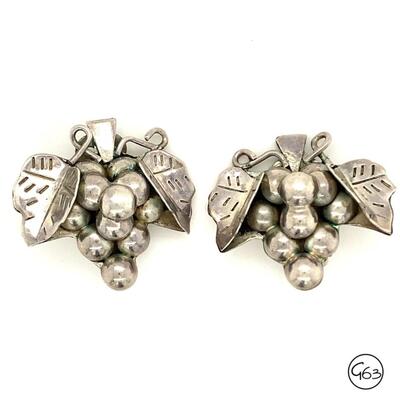 Sterling Vintage Taxco Mexico Grape Earrings