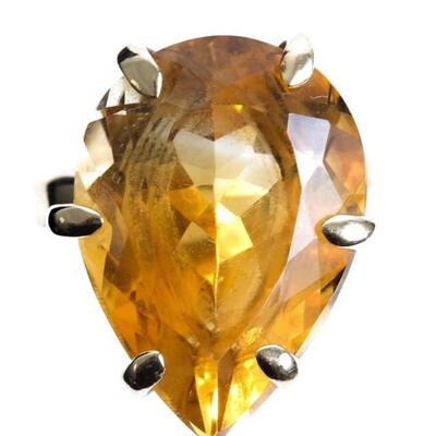 14k Yellow Gold Citrine Cocktail Ring, Size 4 1/2