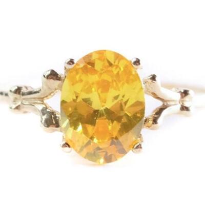 10k Yellow Gold & Faceted Zircon Ring, Size 6.5