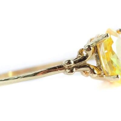 10k Yellow Gold & Faceted Zircon Ring, Size 6.5