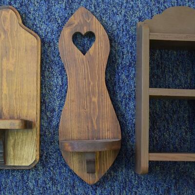Heart shelf, wood paddle shelf, three tier shelf