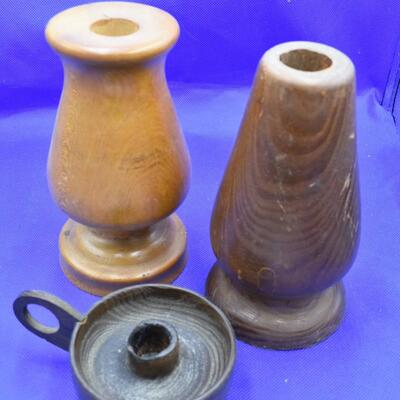 3 pc wood candle holders