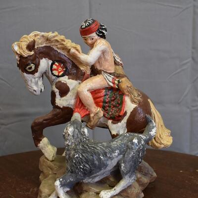 Indian on horse w/ wolf