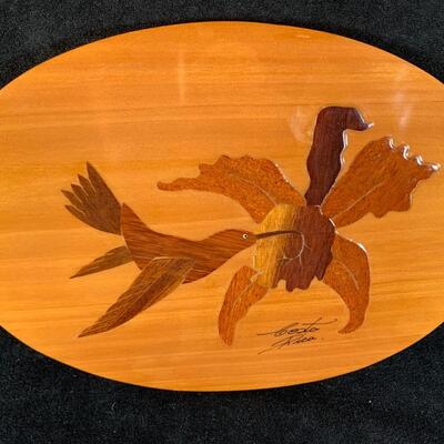 Lot 55.  Inlaid Wood Plaque
