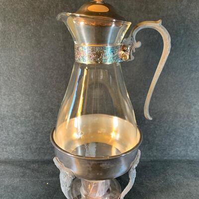 Lot 63. Sheridan Silver Co Silverplate & Glass Carafe & Warmer
