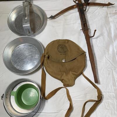 Lot 162. Vintage Boy Scouts Camping Set and Miniature Crossbow